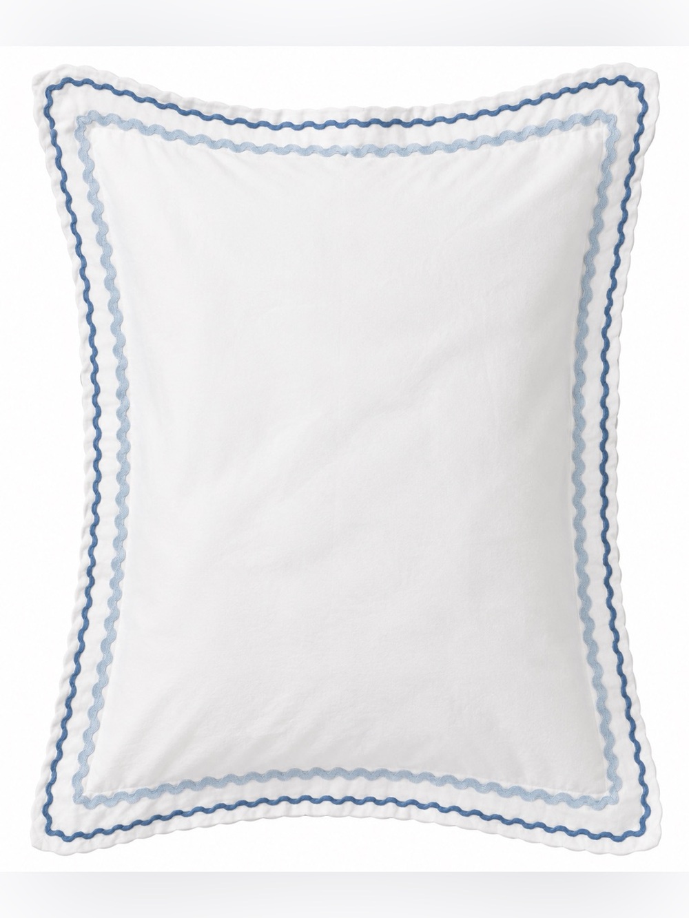 Pottery Barn Kids White Sham with Light Blue and Navy Rickrack